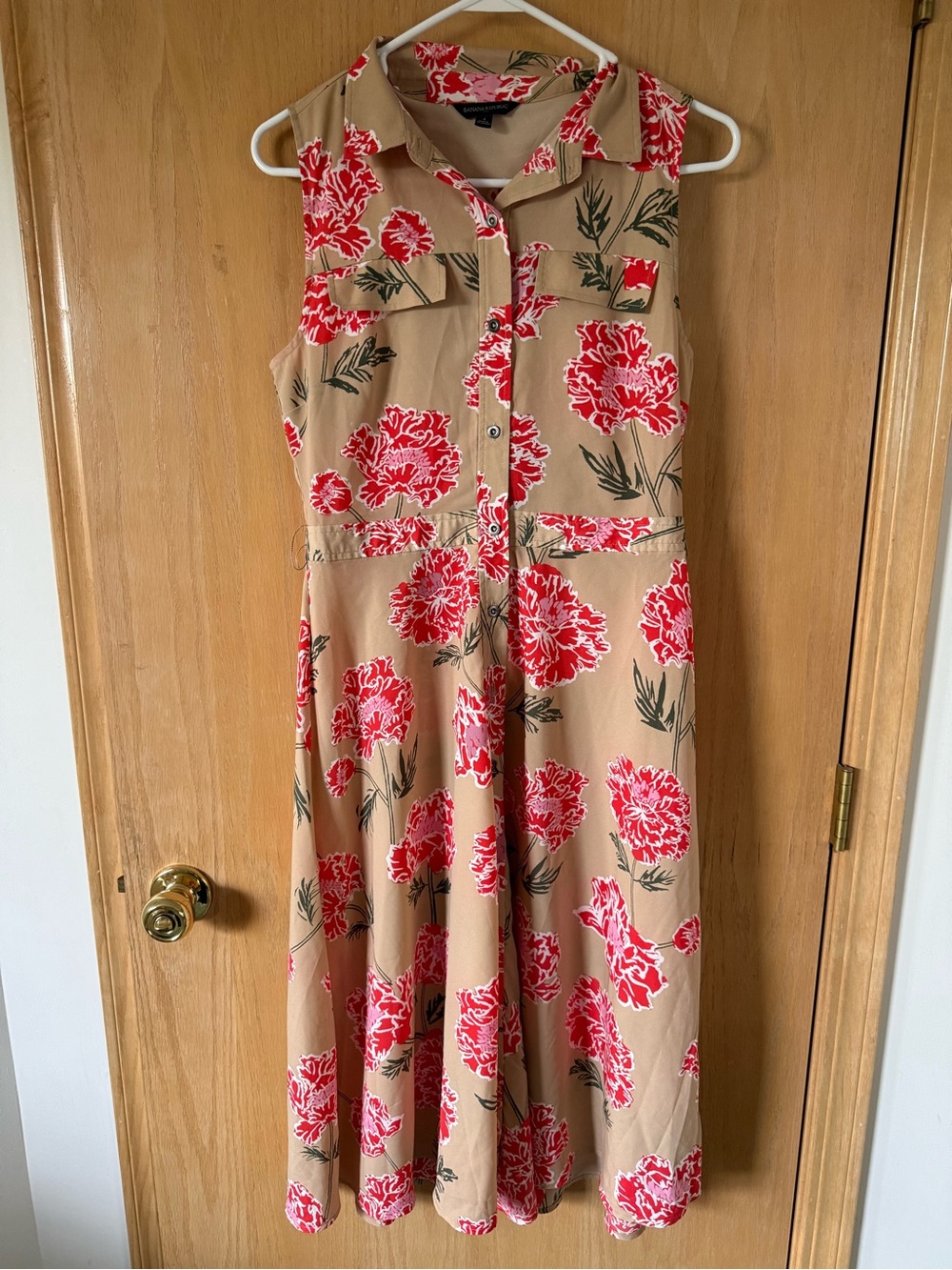 Banana Republic Floral Midi Dress Size 4 Sleeveless Button
